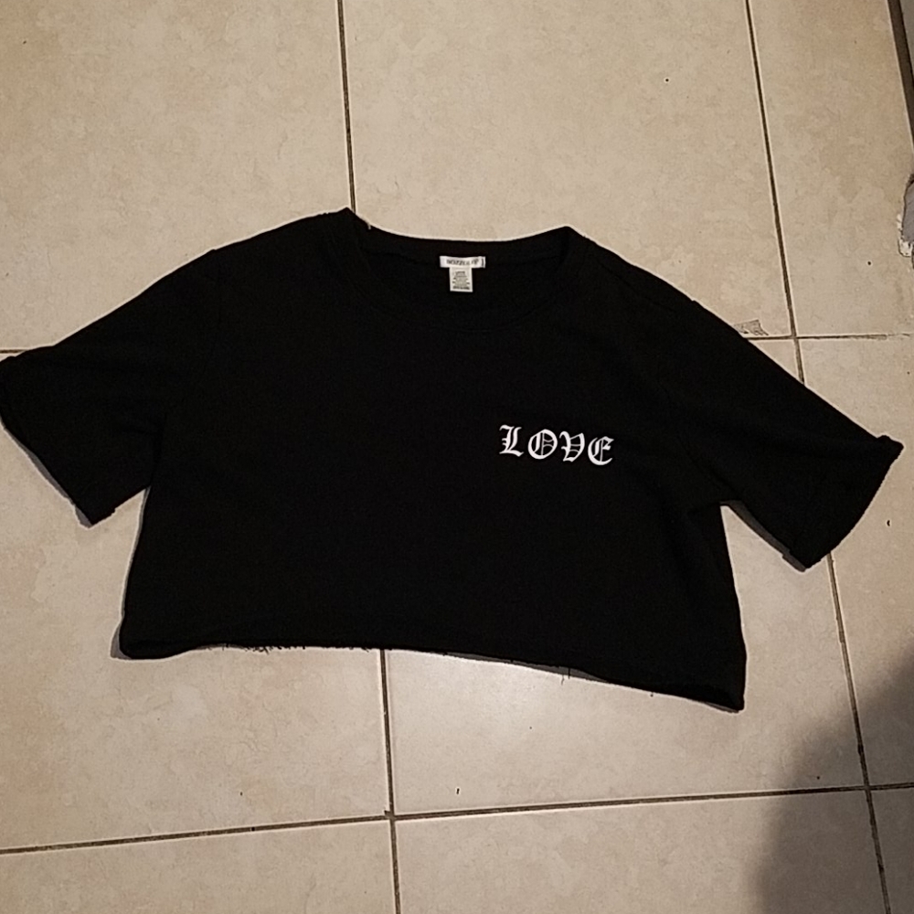 plain black large crop top